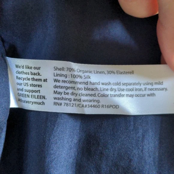 Eileen Fisher Linen Blend Open Front High Collar Coat in Midnight Blue Size M - Picture 8 of 9